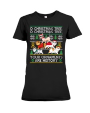 Cats Christmas Funny Ornaments Premium Fit Ladies Tee tile