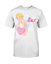 Angry Baby Cupid Holding A Heart Classic T-Shirt thumbnail
