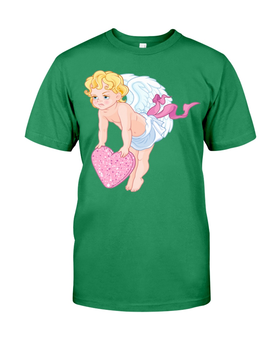 Angry Baby Cupid Holding A Heart Premium Fit Mens Tee
