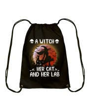 A witch Her cat Her lab Drawstring Bag tile