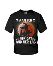 A witch Her cat Her lab Youth T-Shirt tile