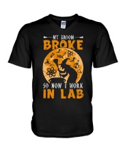 My broom broke so now I work in lab V-Neck T-Shirt thumbnail