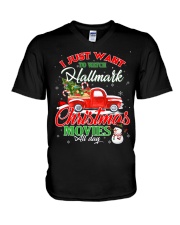 Christmas movies V-Neck T-Shirt tile