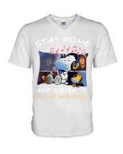 Stay Home And Listen V-Neck T-Shirt thumbnail