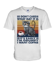 I don't care V-Neck T-Shirt tile