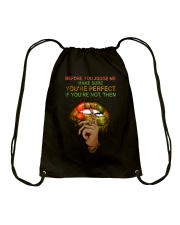Before you judge me make sure you are perfect Drawstring Bag tile