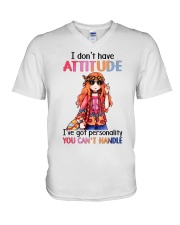 I don't have attitude V-Neck T-Shirt tile