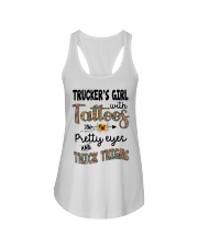 Trucker's girl with tattoos Ladies Flowy Tank tile