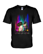 Witches with hitches Halloween V-Neck T-Shirt tile