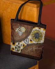 Peace Love Sunflower Leather Pattern Print All-over Tote aos-all-over-tote-lifestyle-front-02