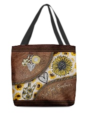 Peace Love Sunflower Leather Pattern Print All-over Tote front