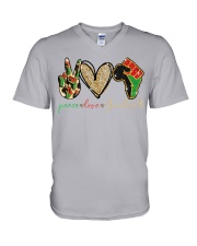 Peace Love Juneteenth - Printed apparels V-Neck T-Shirt tile