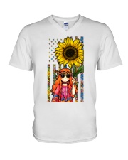 Happy little hippie Independence day V-Neck T-Shirt tile