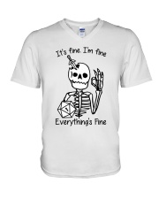 It's fine I'm fine V-Neck T-Shirt tile