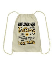 Sunflower girl with tattoos Drawstring Bag tile