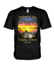 Husband and wife camping partners for life V-Neck T-Shirt tile