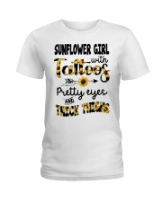 Sunflower girl with tattoos Ladies T-Shirt tile