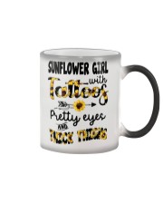 Sunflower girl with tattoos Color Changing Mug tile