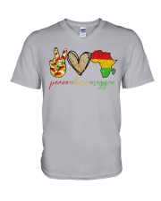 Peace love reggae V-Neck T-Shirt tile
