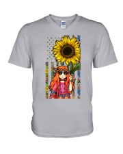 Happy little hippie Independence day V-Neck T-Shirt tile