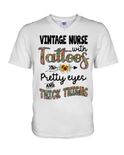 Vintage nurse with tattoos V-Neck T-Shirt tile