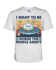 I want to be where the people aren't V-Neck T-Shirt tile