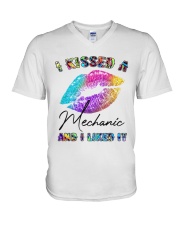 I kissed a mechanic and I liked it V-Neck T-Shirt tile