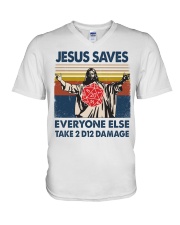 Jesus saves V-Neck T-Shirt tile