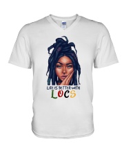 Life is better with locs V-Neck T-Shirt tile
