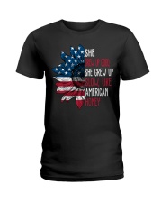 She grew up good Independence day Ladies T-Shirt tile