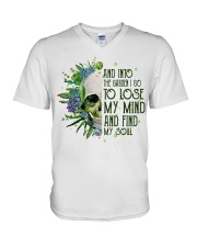And into the garden I go V-Neck T-Shirt tile