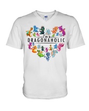 I'm a dragonaholic V-Neck T-Shirt tile