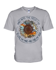 And into the field I go V-Neck T-Shirt tile