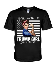 Yes I'm a trump girl V-Neck T-Shirt tile