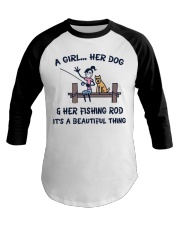 A girl her dog Baseball Tee tile