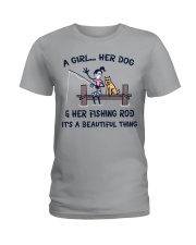A girl her dog Ladies T-Shirt tile