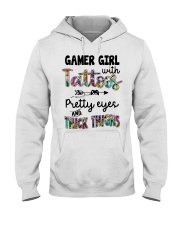 Gamer girl with tattoos Hooded Sweatshirt tile