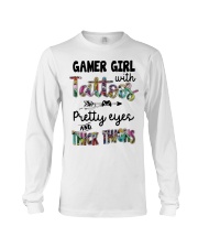 Gamer girl with tattoos Long Sleeve Tee tile