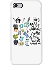 She works willingly with her hands Phone Case tile