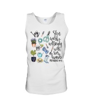 She works willingly with her hands Unisex Tank tile