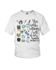 She works willingly with her hands Youth T-Shirt tile