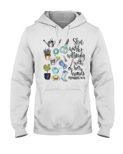 She works willingly with her hands Hooded Sweatshirt tile
