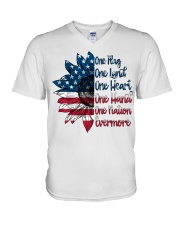One flag Independece day V-Neck T-Shirt tile