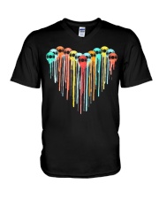 Colorful vynil record heart V-Neck T-Shirt tile