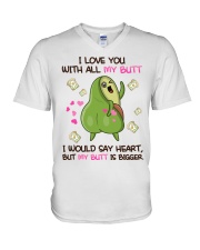 I love you with all my butt V-Neck T-Shirt tile