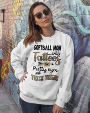 Softball mom with tattoos Crewneck Sweatshirt lifestyle-unisex-sweatshirt-front-3