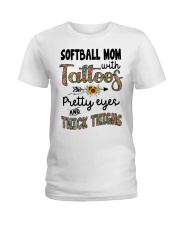 Softball mom with tattoos Ladies T-Shirt tile
