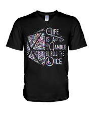 Life is a gamble so roll the dice V-Neck T-Shirt tile