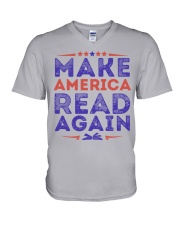 Make America read again V-Neck T-Shirt tile