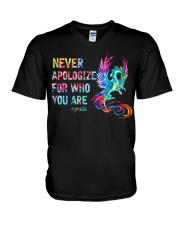 Never apologize for who you are V-Neck T-Shirt tile